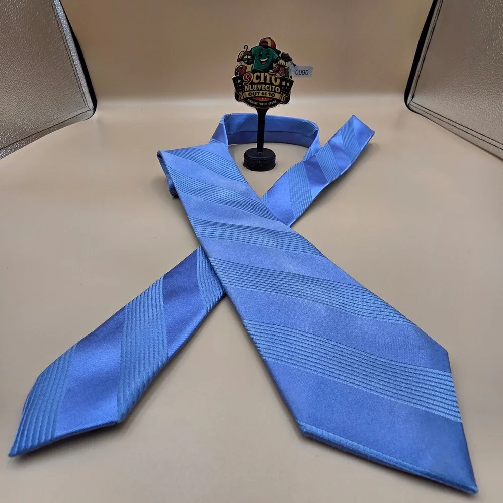 English Laundry Mens Blue Tonal Diagonal Stripe 100% Silk Necktie